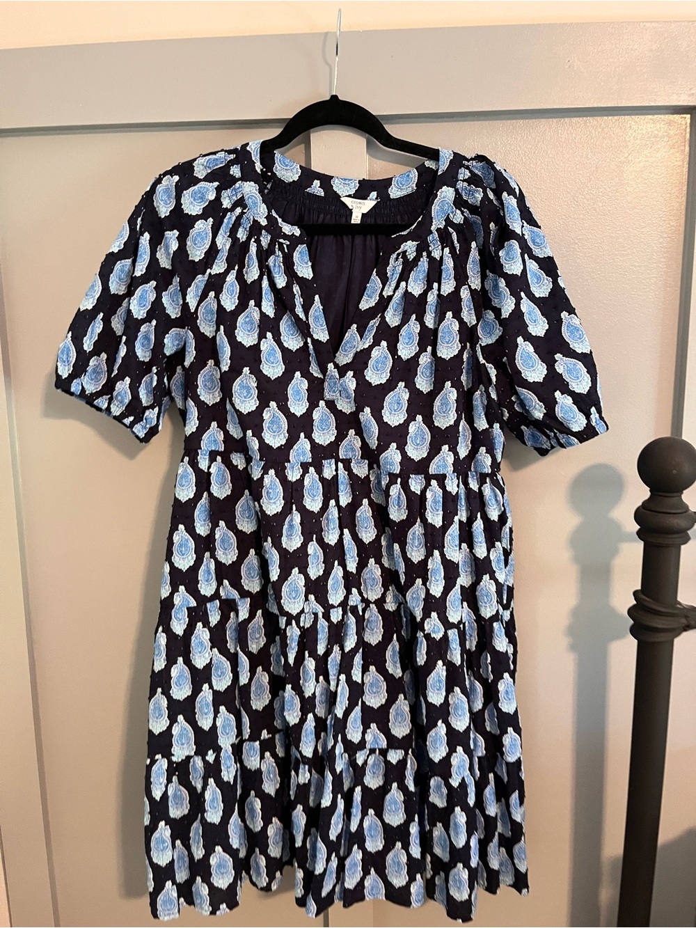 crown & ivy Navy Mini Dress with Light Blue Floral Motif